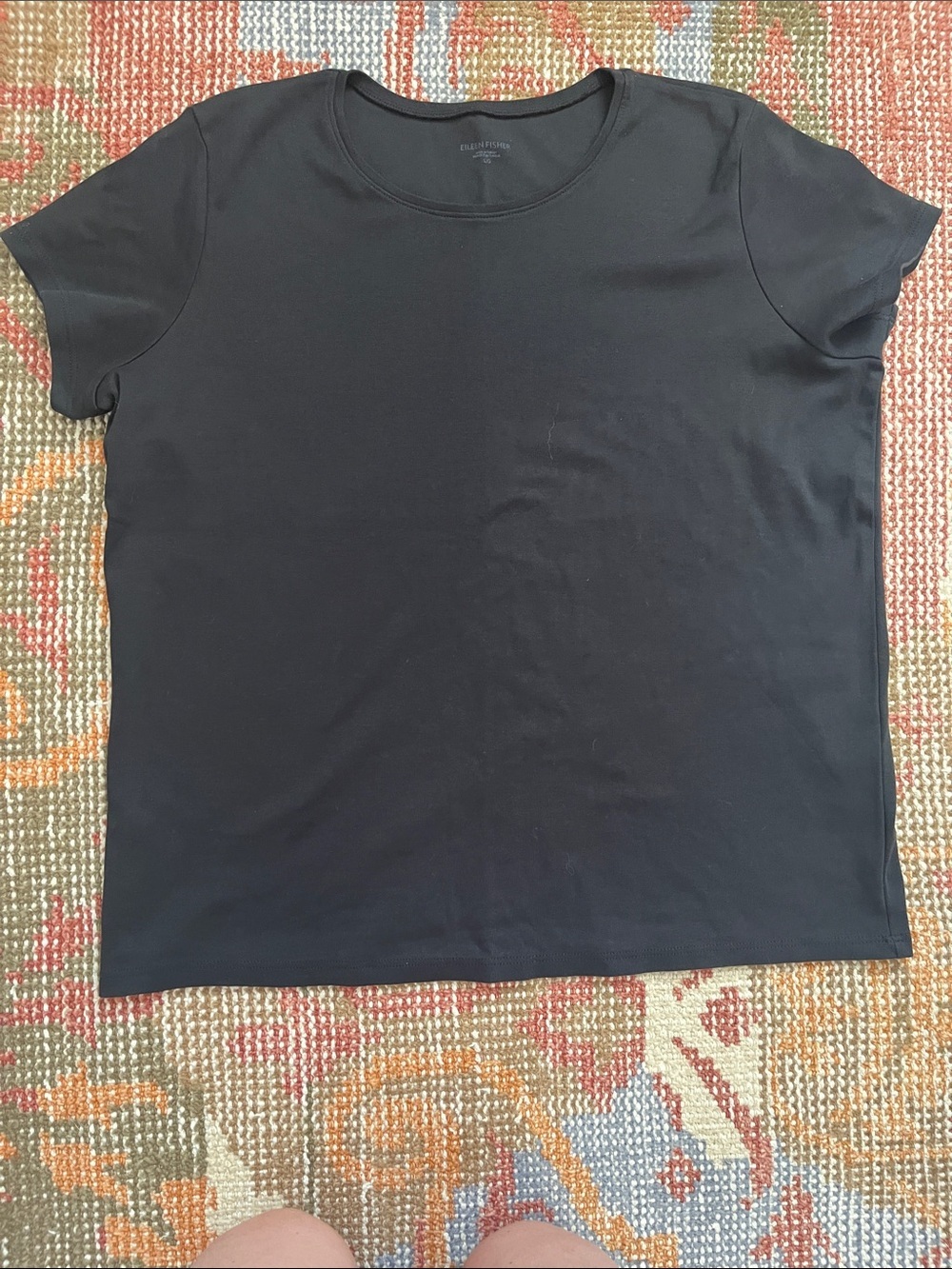 Eileen Fisher Organic Cotton Black Tee Shirt Size Large NWOT Minimalist Basic